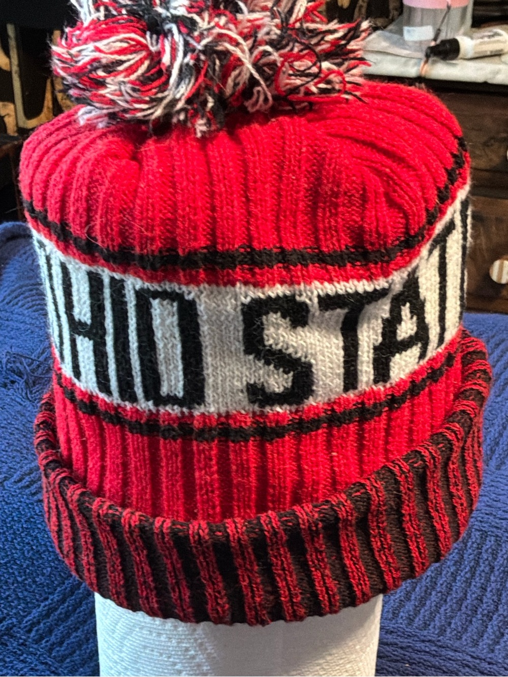 🔥 New Era Ohio State Buckeyes Fleece-Lined Pom Beanie Hat OSU 🌰